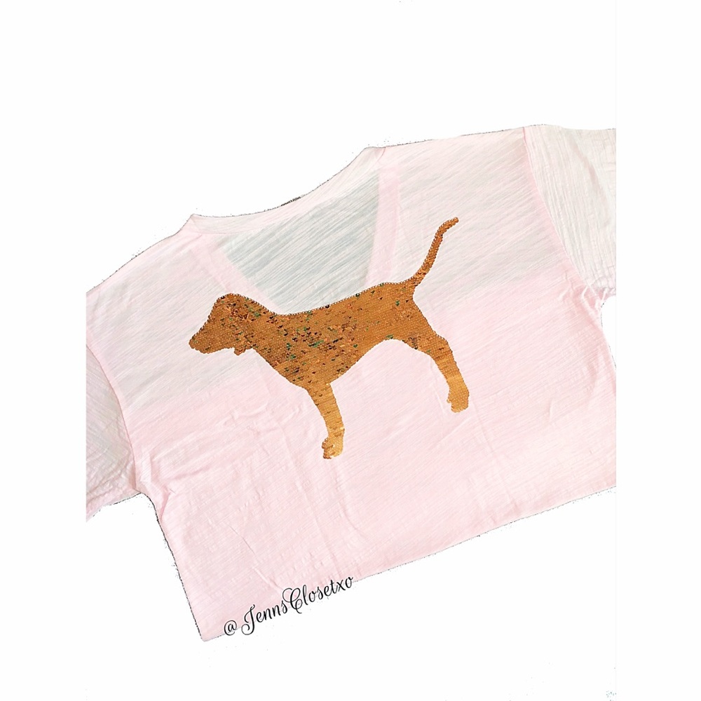 •Victorias Secret PINK• Bling dog sequins tee - Picture 3 of 4